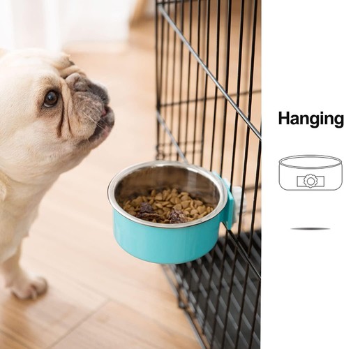 2 Pieces Crate Dog Bowl, Removable Stainless Steel Pet Kennel Hanging Food Water - Picture 4 of 6