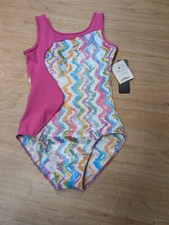 So Danca Pink Groovy Squiggle Print Gymnastics Tank Leotard Girls New