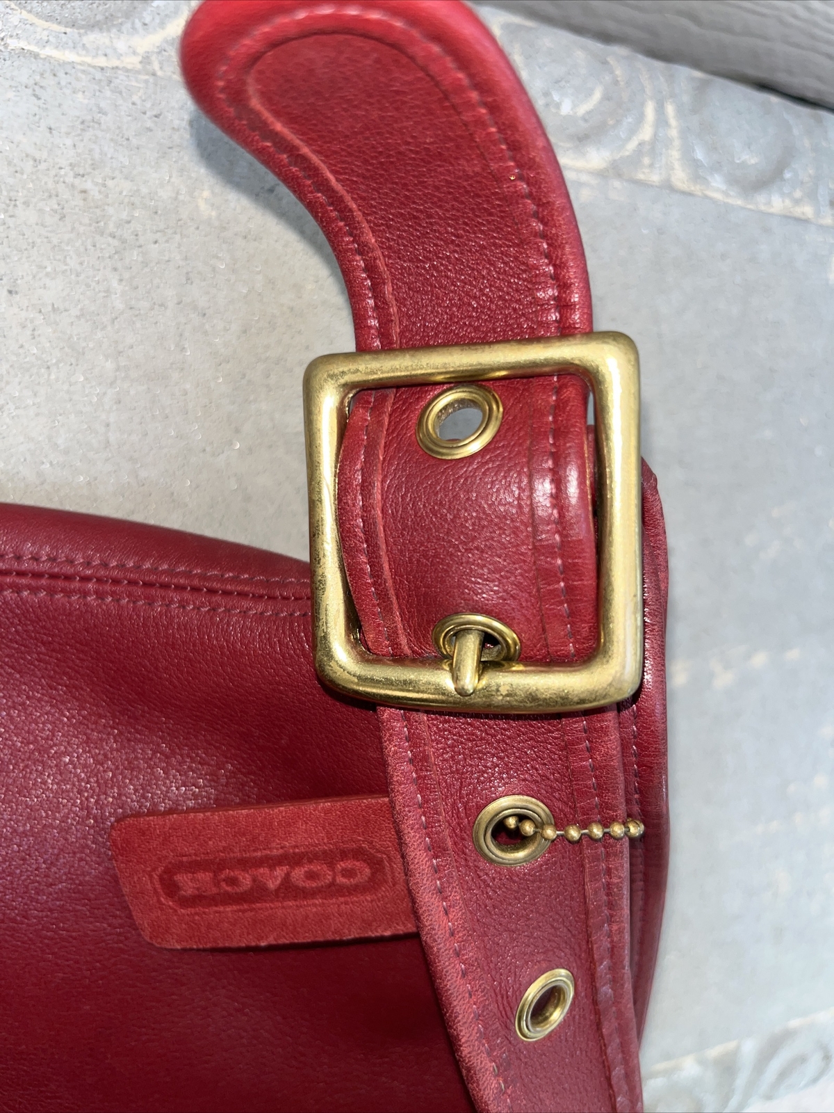 Vintage COACH Legacy Red Leather Crossbody Handbag P… Gem