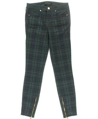 GENETIC $259 LUST GRAY PLAID ANKLE ZIP STRETCH SKINNY JEANS PANTS SZ 26 NWT