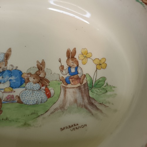 Royal Doulton Bunnykins Oval Bowl Dish Picnic by Barbara Vernon - No tree leaves - Picture 11 of 11