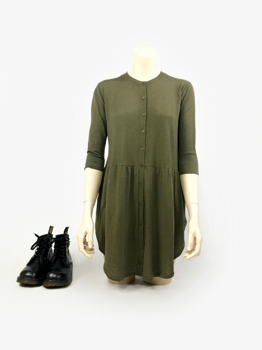 cos green wool dress Thin Khaki Oversized Tunic Size XS Basil/Cigar