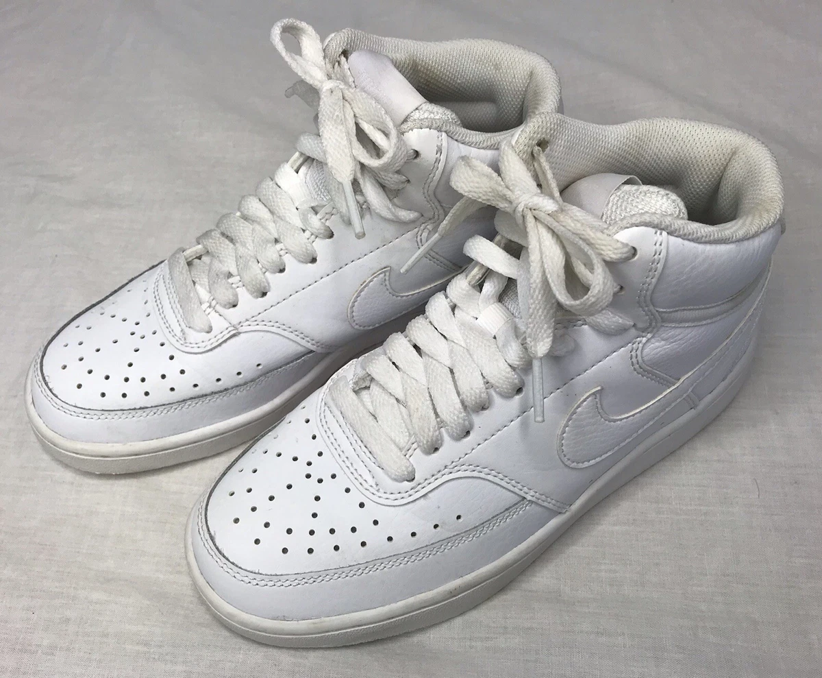 Nike Women s Court Vision Mid Basketball Shoes Triple White CD5436