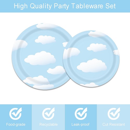 96 PCS Blue Sky White Cloud Party Decorations Boys Girls Baby Shower Kids Bir... - Picture 4 of 4