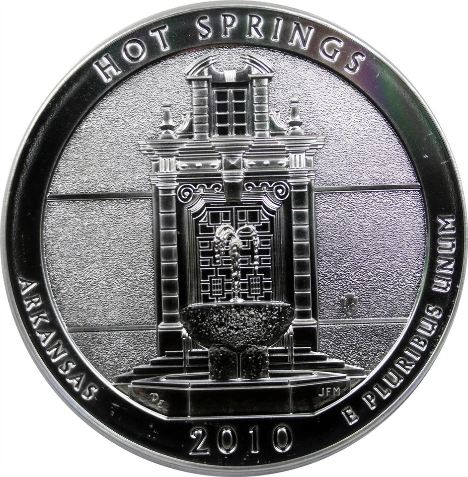 2010 5 oz Silver Hot Springs 25C PCGS F/S MS 68 DMPL America The Beautiful ATB - Image 3 of 4