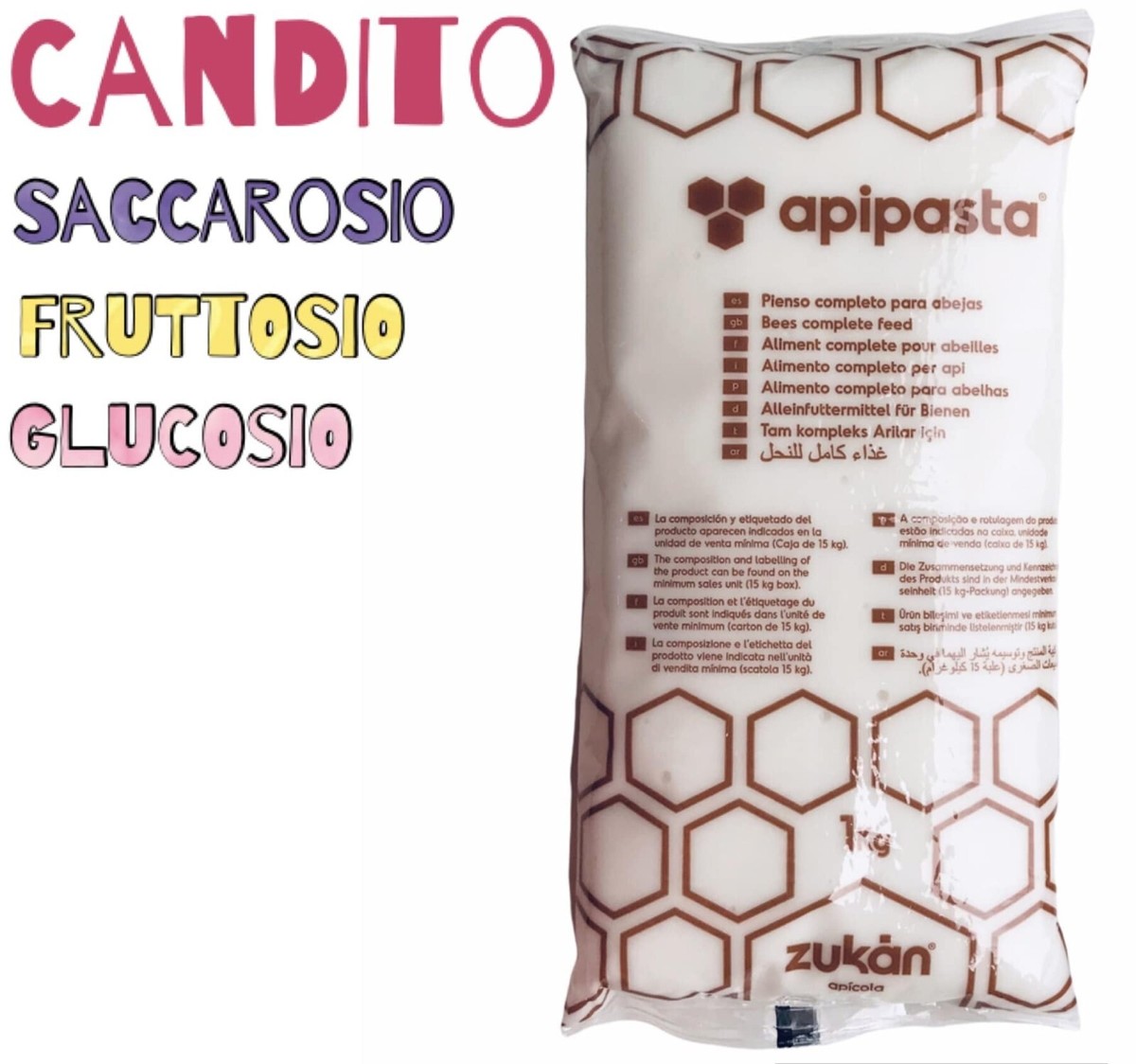 Candito Vitaminico Per Api - 15kg In Panetti Da 1kg, Alimento Ricco Di Vitamine Per Covata