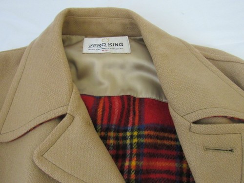 VTG Zero King Baskin Overcoat Wool-Nylon Blend Plaid Lining Made In USA 46L - Picture 2 of 17