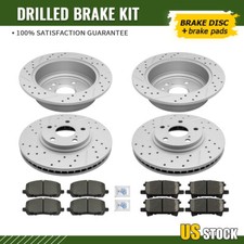 Front Rear Drilled Brake Rotors & Ceramic Pads For 2004-2007 Toyota Highlander
