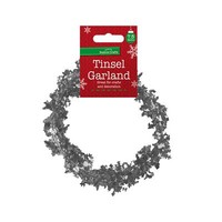 Weihnachts Schneeflocken Lametta Girlande 7,5 Meter Dekoration - Silber