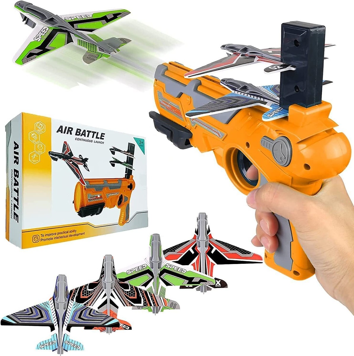 Airplane Launcher Gun Toy with Foam Glider Planes for kids
