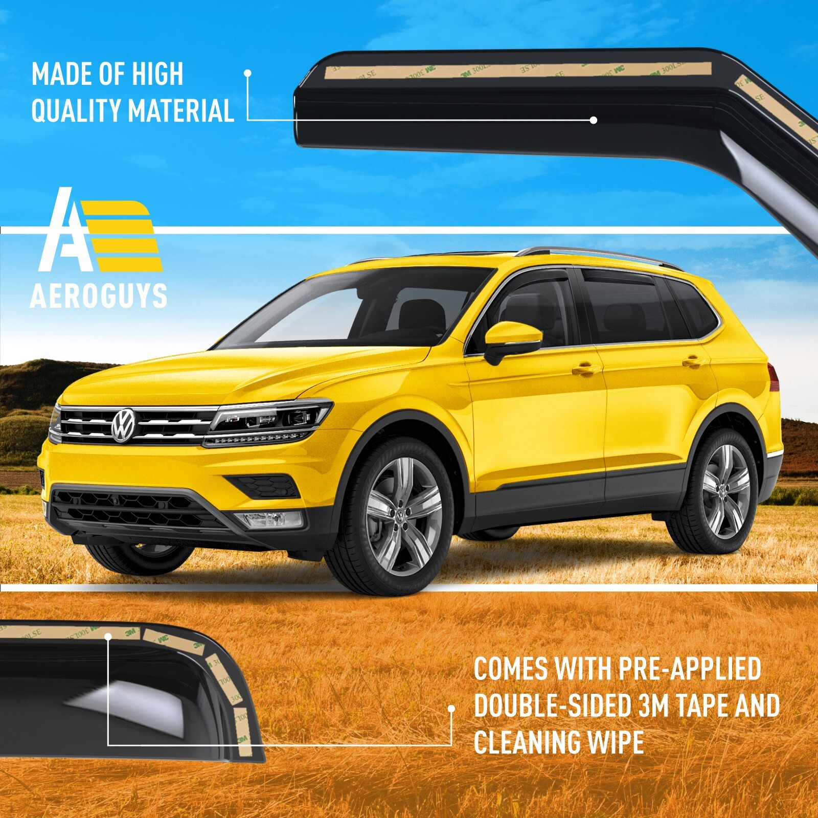 Side Window Deflectors Rain Guards for 20182023 Volkswagen (VW) Tiguan eBay