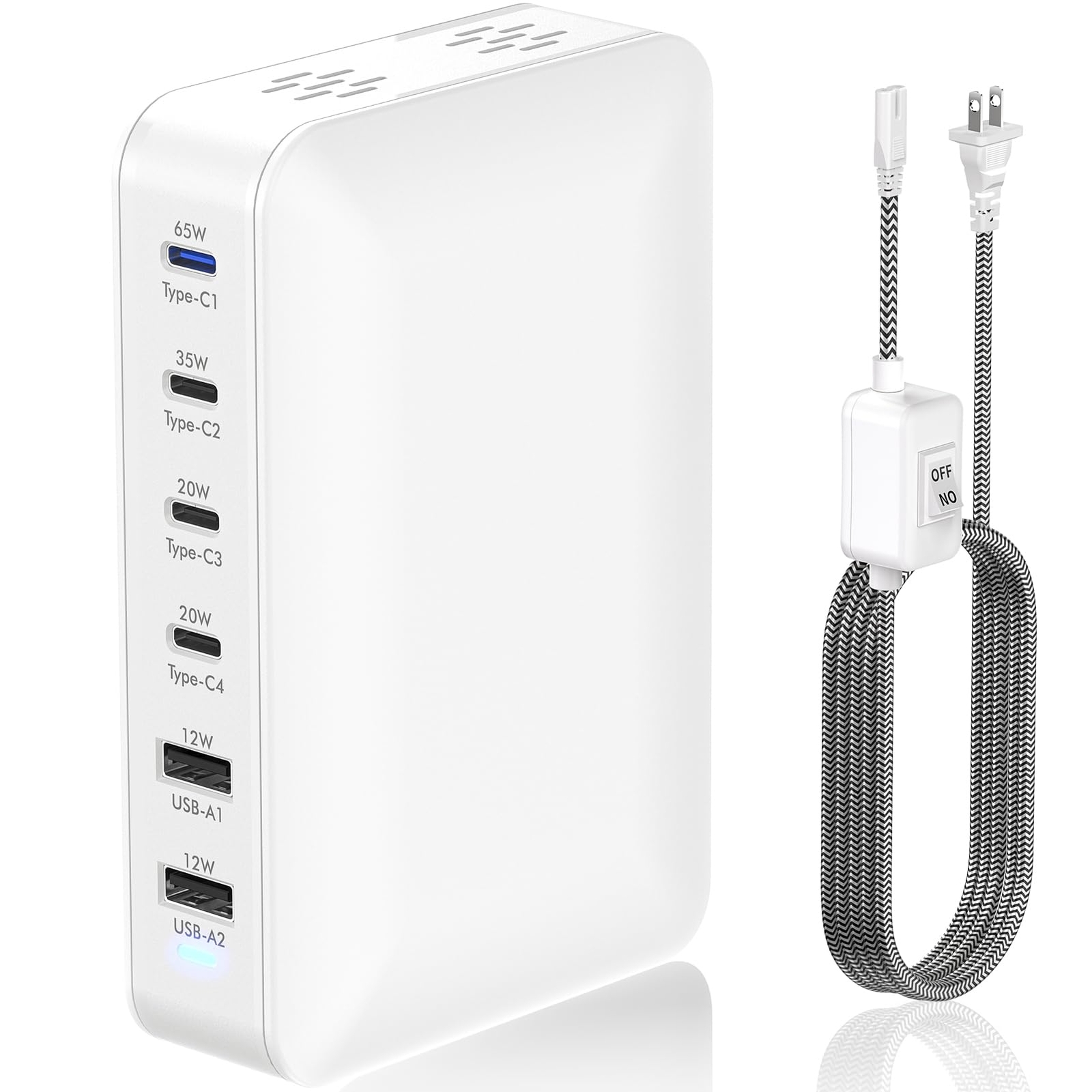 164W 6-Port USB C Charging Station Fast Multi-Port Hub Block