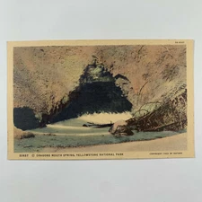 Postcard Wyoming Yellowstone WY Dragon Mouth Hot Spring 1940s Linen Unposted