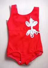 Vtg Sears And Roebuck Toddler Swimsuit Red, White Bow Polyester Size 4 CUTE  