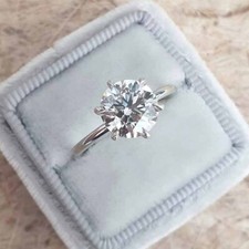 1.79Ctw Round Moissanite Solitaire Engagement Wedding Ring Solid 14k White Gold