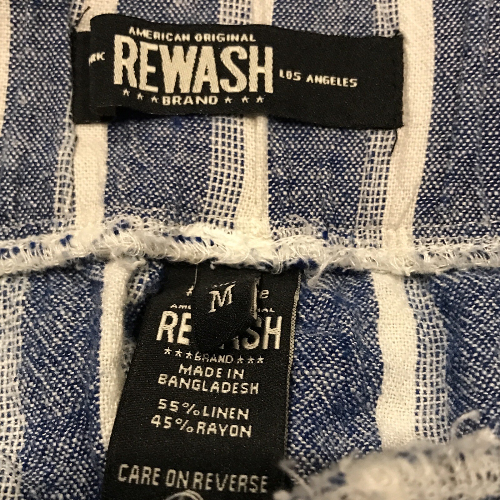 Rewash Womens M Blue White Striped Linen Blend Shorts B26