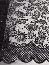 Black mesh W/black glitter lace fabric 50" width sold by the yard