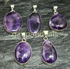 Amethyst Gemstone Pendant 925 Silver Plated Wholesale 5pcs Jewelry Lots