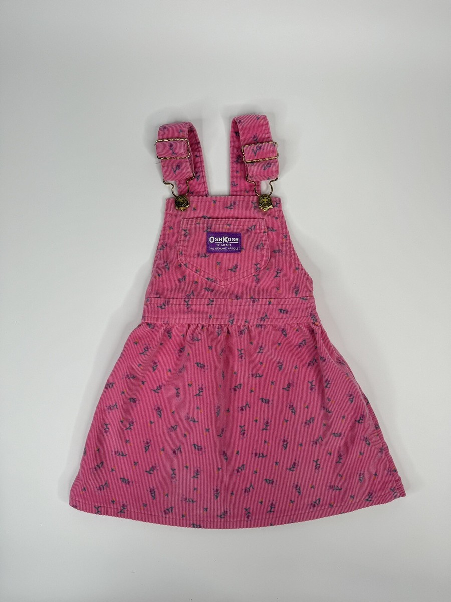 Vintage Oshkosh Vestbak Pink Floral Corduroy Overalls Jumper