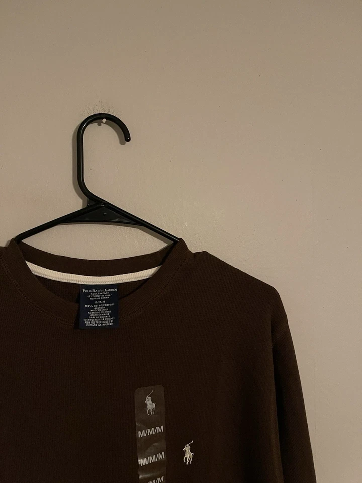 Polo Ralph Lauren Ropa de Dormir Marrón Térmico L/S Camisa Pijama - Para Hombre Mediana - ¡Nueva! Foto 2 de 4