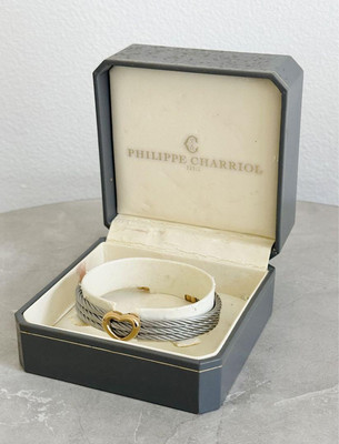 Philippe Charriol Cable Bangle Bracelet Silver Tone 17cm Case
