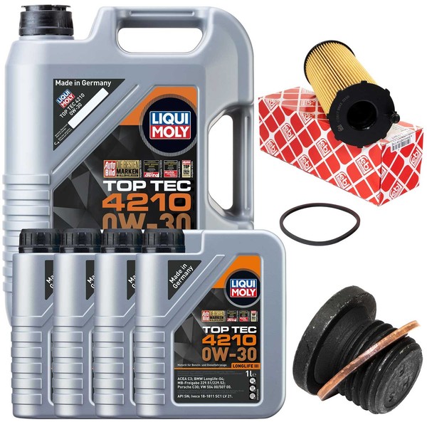 MotoröL Filter Set 0W-30 Liqui Moly 9 Liter + Schraube FüR Audi A4 A6 Vw Touareg-image
