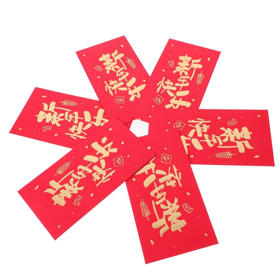 Resuable Envelope 6Pcs Chinese Red Envelopes Reusable Paper Red Money Pockets for ...