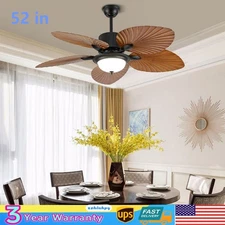 52" Smart Ceiling Fan with Remote and Light , LED 3-Color Lamp Chandelier Fan