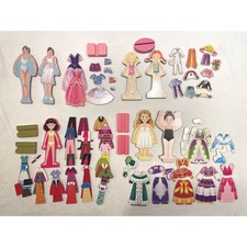 Melissa Doug, Shure Daisy Girls Wooden Magnetic Dress-Up Dolls LOT 75 Pieces