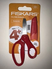 Fiskars Kids Scissors 5" w/2" Blade Red Pointed Tip School Supplies