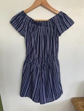 Navy Patterned Off-The-Shoulder Playsuit Size 8