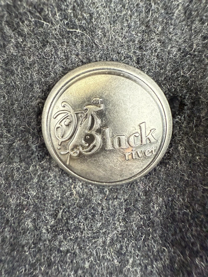 Abrigo De Colección Y2K Negro Remache Mezcla Lana Mujer L Doble Pecho Cinturón Negro Gris Pla Foto 3 de 4