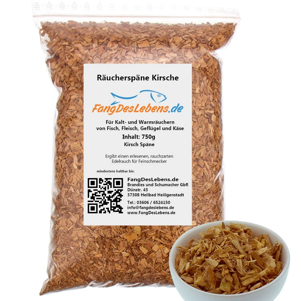 FANGDESLEBENS Räucherspäne 750g Natur Kirsche, Kirschspäne zum Räuchern von Fisch, Fleisch,...
