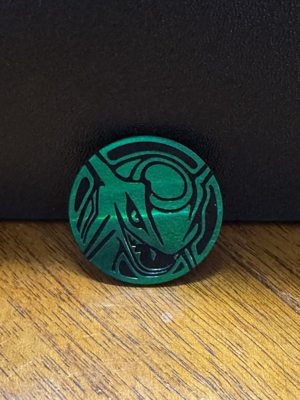 Pokemon TCG Collectible Coin - RAYQUAZA, Green Mirror Holo