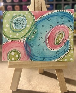 ACEO Art Card Original mixed media watercolor and ink. 2.5 x 3.5 Abstract