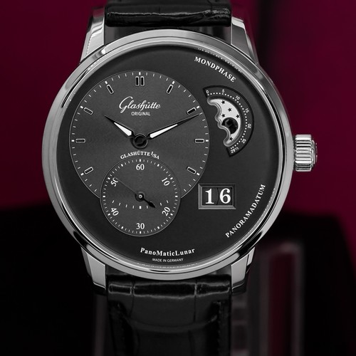 2026 Glashutte PanoMaticLunar Grey Dial 40mm Automatic Men's Watch Full Set Mint