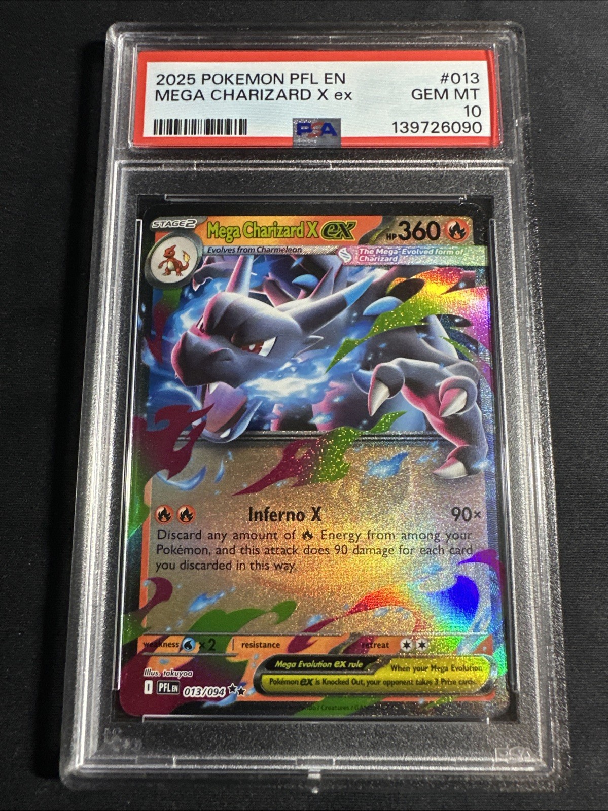 Pokémon Mega Charizard X EX Full Art Holo 013/094 Phantasmal Flames PSA 10