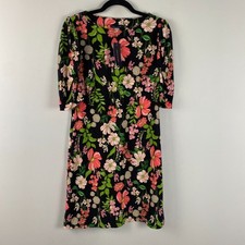 Tommy Hilfiger Floral-Print Short Shift Dress Size 8 Black Floral Boat Neck