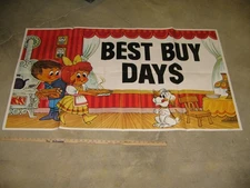 LIBBY'S 1960s-1970s store display Thanksgiving 4' poster cartoon kids iron stove