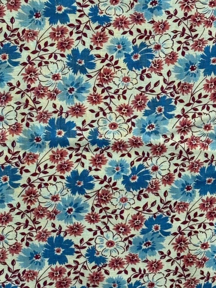 "Saco de harina vintage tela rosa y azul patrón floral años 30 40 antiguo 35"" x 47""" Foto 4 de 4