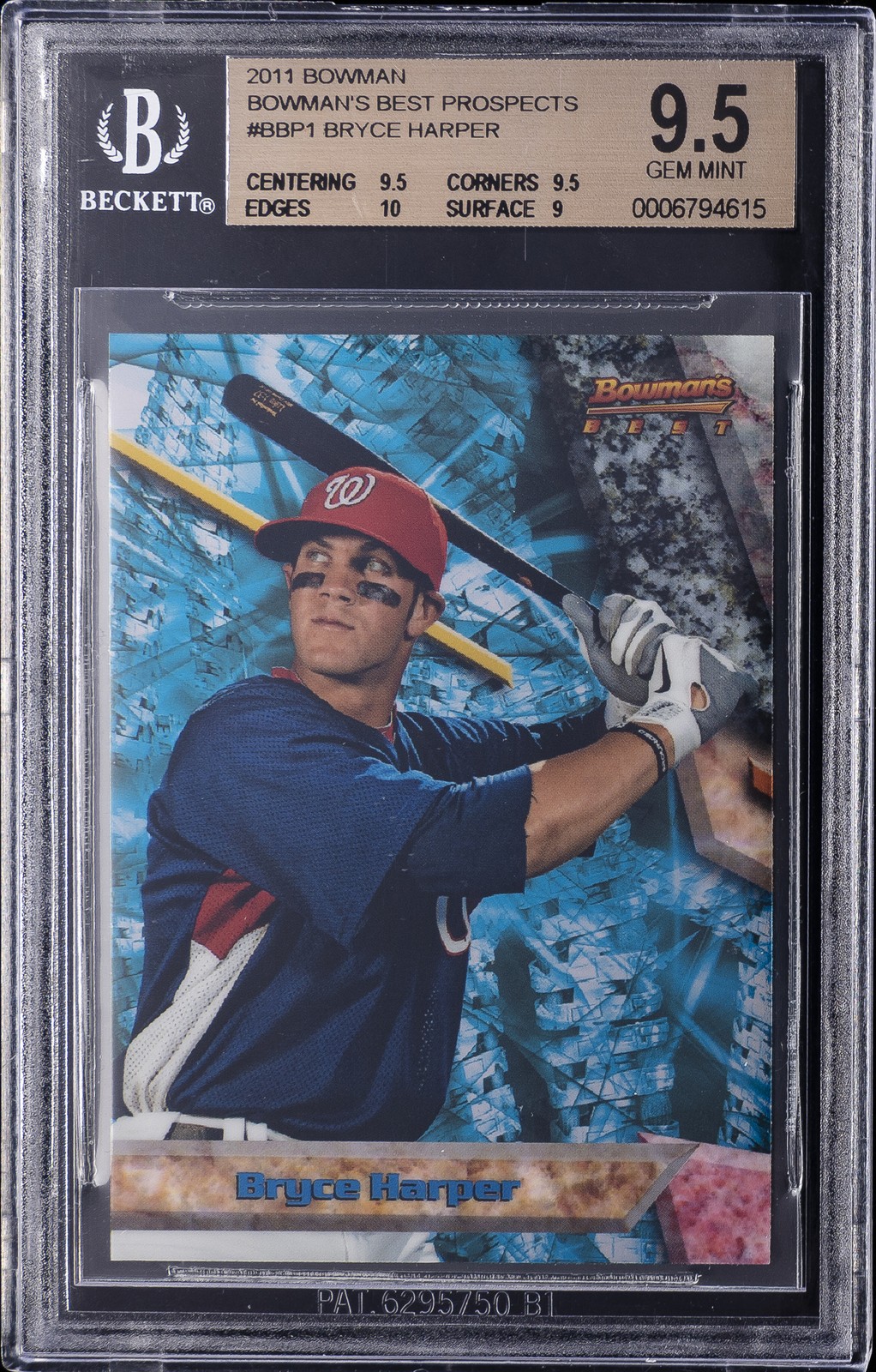 2011 BOWMAN'S BEST PROSPECTS #BBP1 BRYCE HARPER BGS 9.5