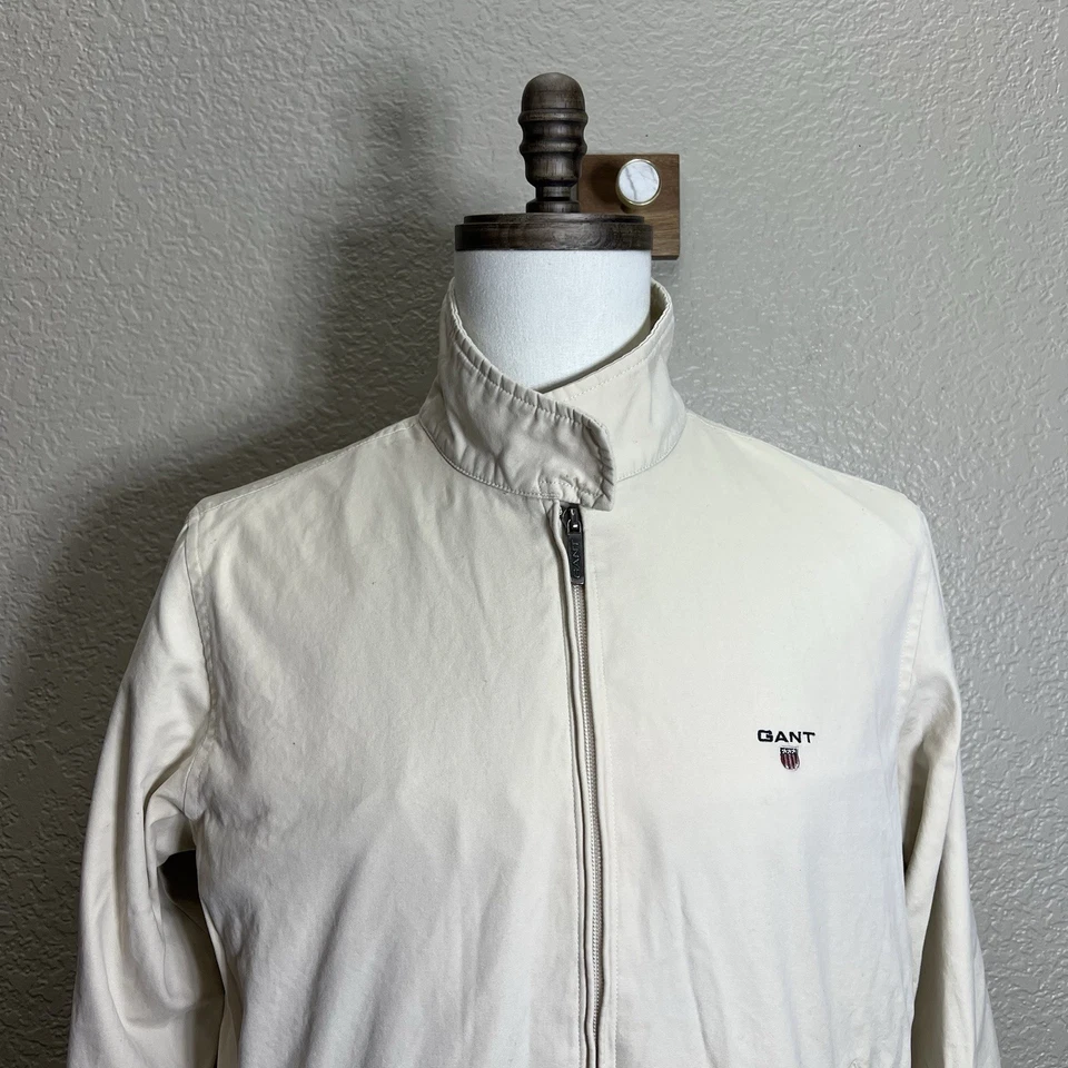 Men Gant Long Full Zip Beige Harrington Jacket Size S Foto 2 de 4