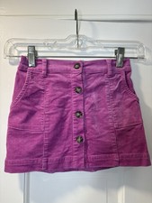 Vineyard Vines Girls Pink Corduroy Button Front Skirt Youth 5 EUC