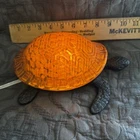 Vtg Tiffany-style Bronze Sea Turtle Lamp Night Light Golden Amber Shell