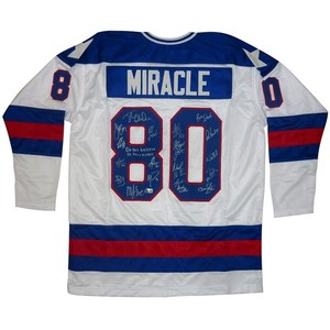 1980 U.S. Olympic Hockey Team Autographed (USA White #80) Custom Jersey - Miracl