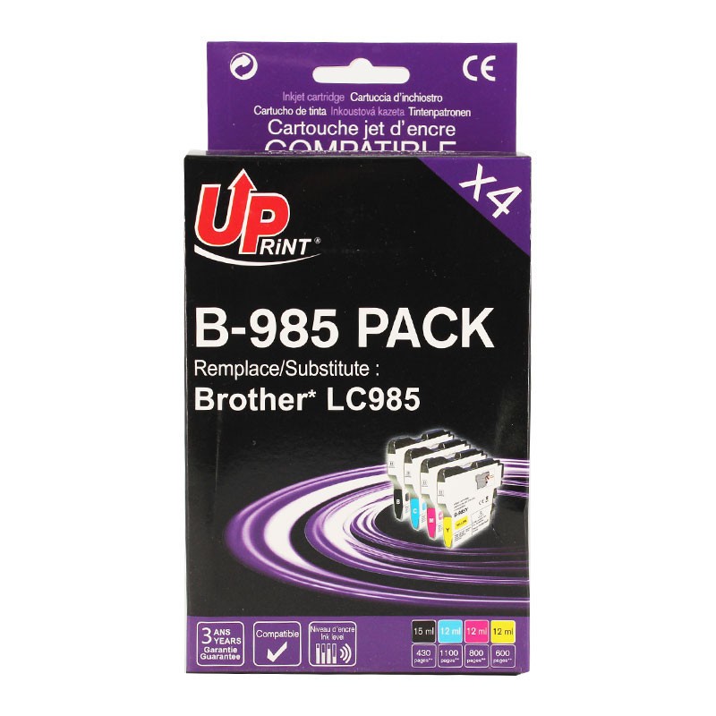 Cartouches LC985 Brother compatibles UpPrint pour impressions scolaires et télétravail à la maison