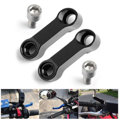 #ad Pair ALU Motorcycle Mirror Extenders Riser Extension Black 10mm Fit for Honda $15.00