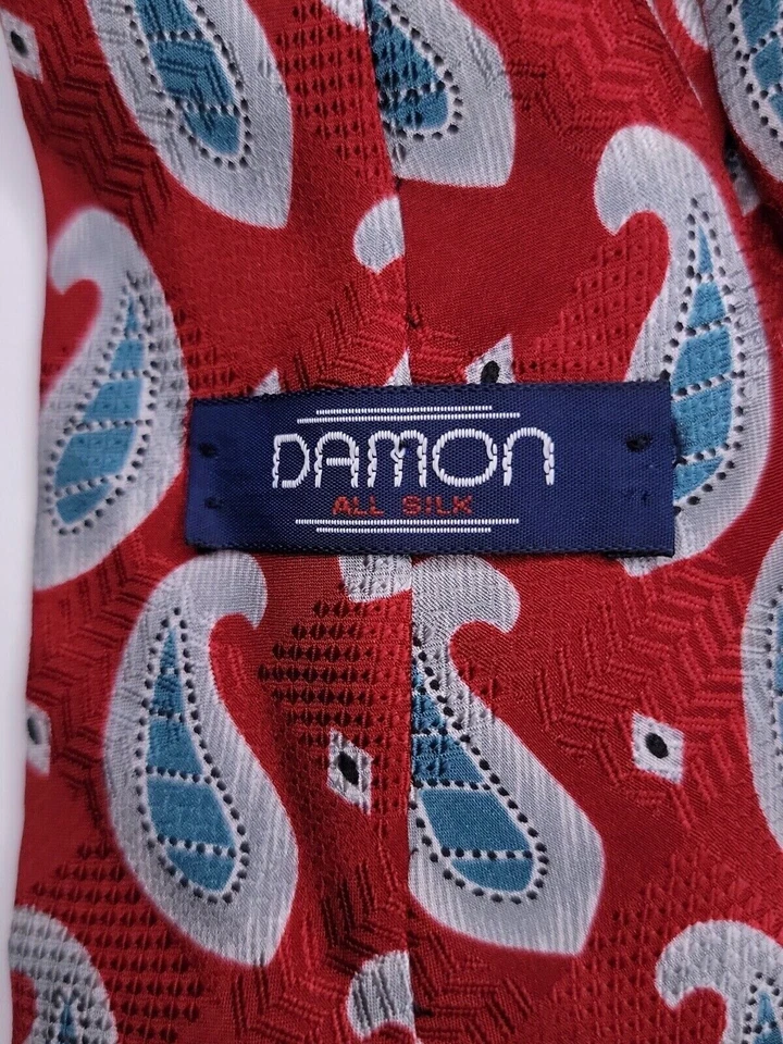 Corbata formal para hombre Damon 61"Lx4"W rojo/gris Foto 3 de 4