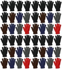48 Pairs Winter Gloves, Bulk Warm Brushed Interior, Stretchy Assorted Mens Wo...