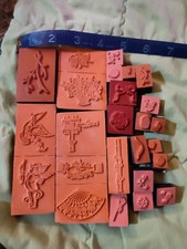 Stampin' Up Lot of 25 Rubber Stamps New Bow Flower Bird Borders Cupid Fan Heart